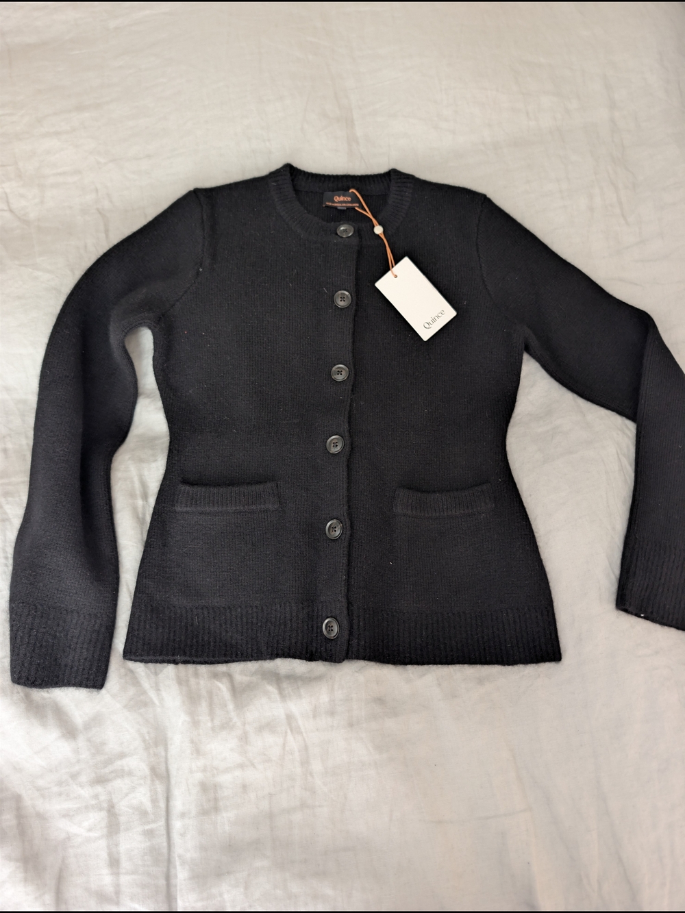Quince 100% Mongolian Cashmere Structured Cardigan Black NWT Size XS